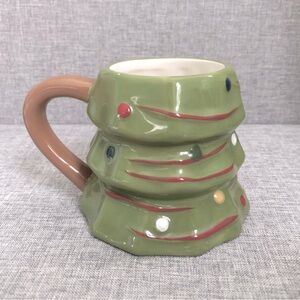 NWT Threshold 2017 Earthenware Christmas Tree Mug in Green 12oz
